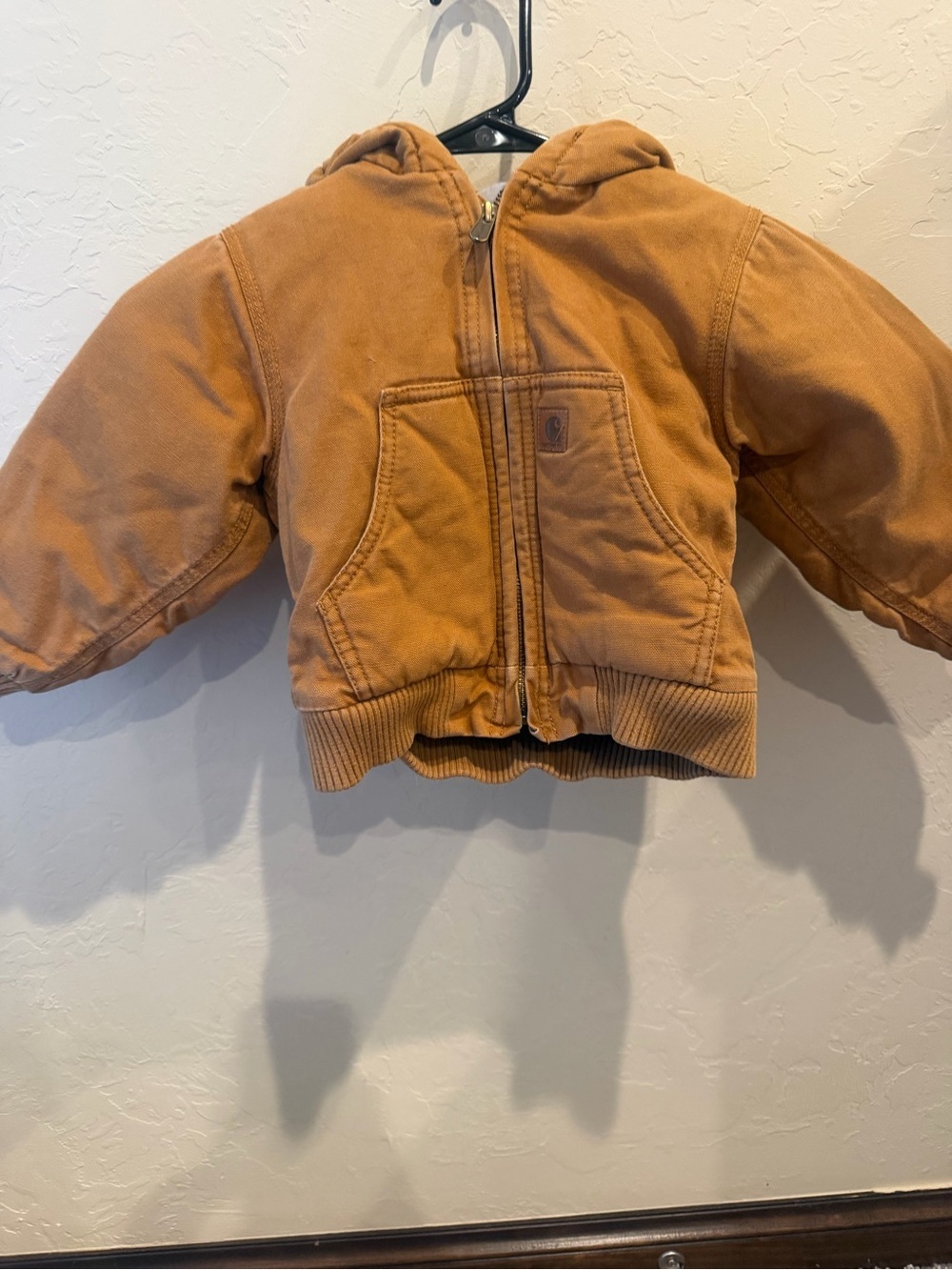 Carhartt Sz 2T 2 Toddler Boy/Girl Hooded Quilted Lining Zip Front Jacket Brown